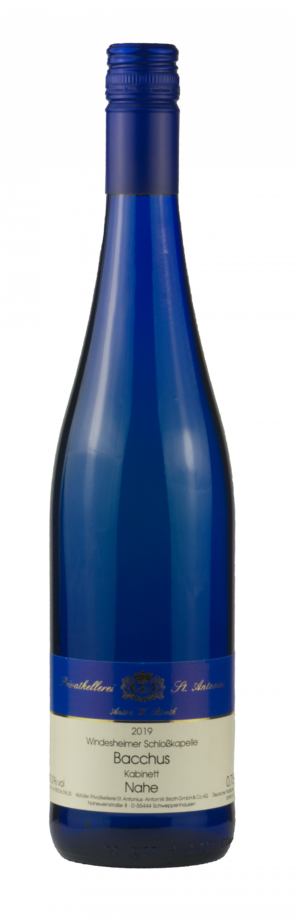 Burg Layer Schlosskapelle Bacchus Qba 2018(Blue bottle)